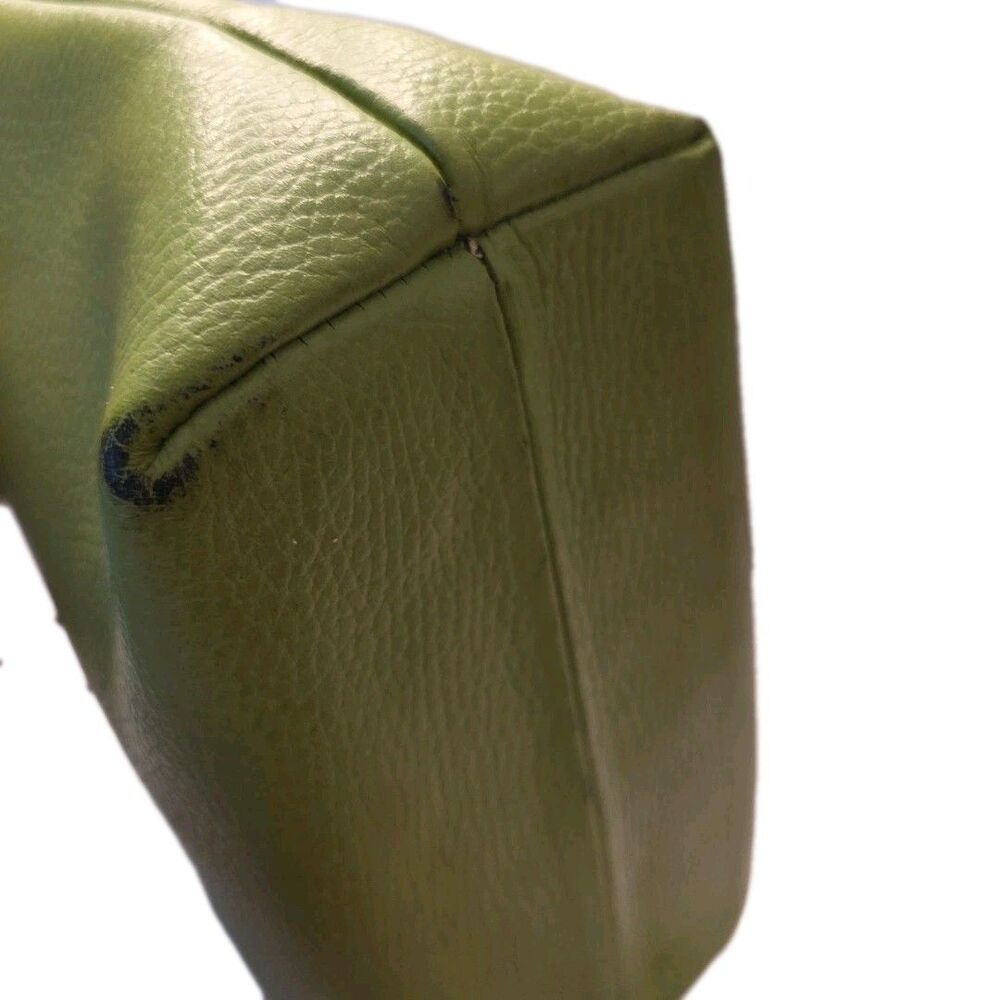 Maurizio Taiuti ITALY Satchel Tote Lime Green Pebbled Leather Small Handbag - Picture 9 of 16